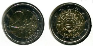 2 евро наличное обращение Италия 2012 год