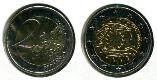 2 евро флаг Кипр 2015 год