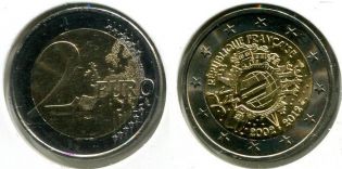 2 евро наличный евро Франция 2012 год