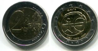 2 евро 10 лет союзу Мальта 2009 год