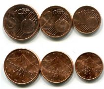Набор евро монет Словакии 1-5 центов