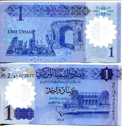 1 динар Ливия 2019 год полимер