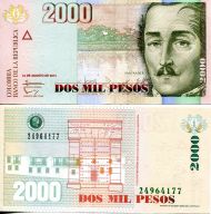 2000 песо Колумбия 2014 год