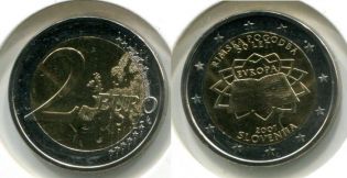 2 евро Словения Римский договор 2007 год редкая
