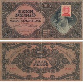 1000 пенгё с маркой Венгрия 1945 год