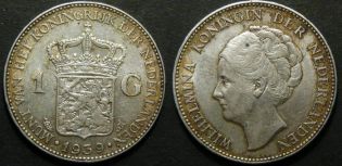 1 гульден Нидерланды 1930 или 1939 год