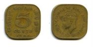 5 центов 1944 год Цейлон