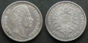 5 марок 1874 год D (серебро) Германия Бавария
