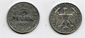 3 марки 1922 год J Германия