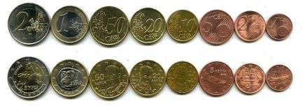 Набор монет евро Греции