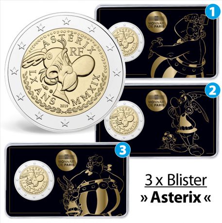 Набор монет 2 евро Франция Астерикс и Обеликс 2019 год