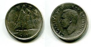 10 центов 1945 год Канада