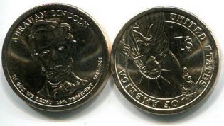 1 доллар 2010 год (Авраам Линкольн 16-й президент) США