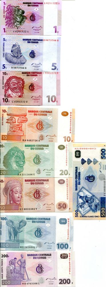 Набор банкнот (9 бон) Конго
