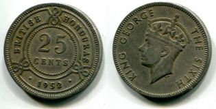 25 центов Британский Гондурас 1952 год