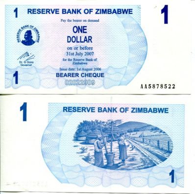 1 доллар Зимбабве 2006 год